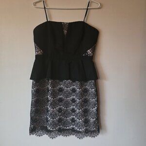 Max and Cleo Black Lace Peplum Dress